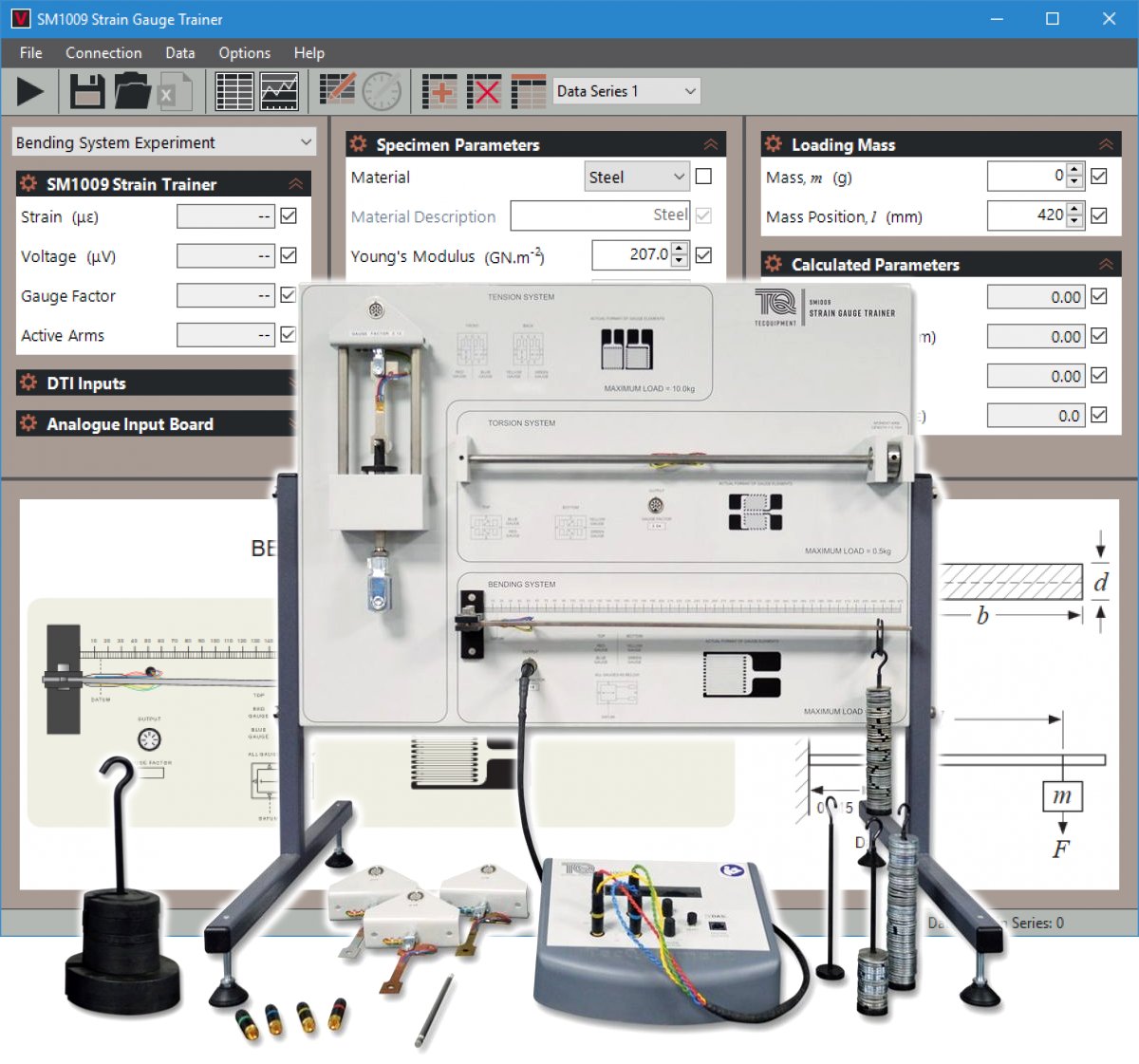 Entrenador sobre la configuración, uso y aplicaciones de strain gauges (galgas extensiométricas) SM1009