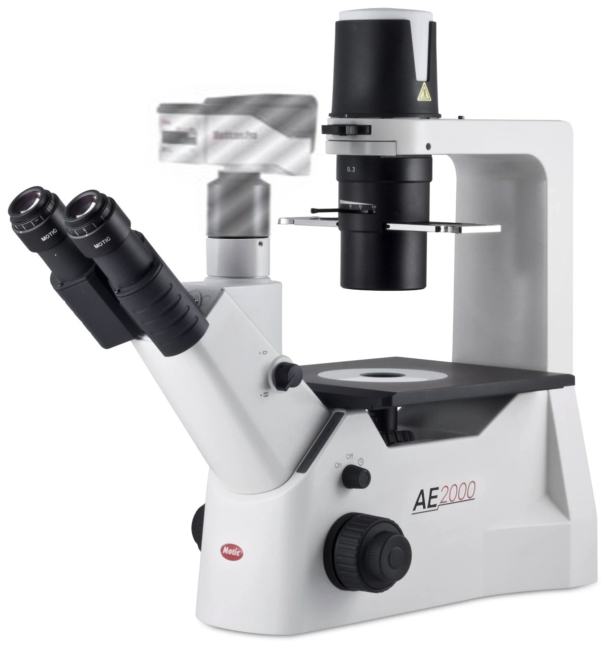 Microscopio Trinocular Invertido, con óptica conjugada a infinito, iluminación LED y objetivo Ph20x preinstalado AE2000 Trino LED c Ph20x