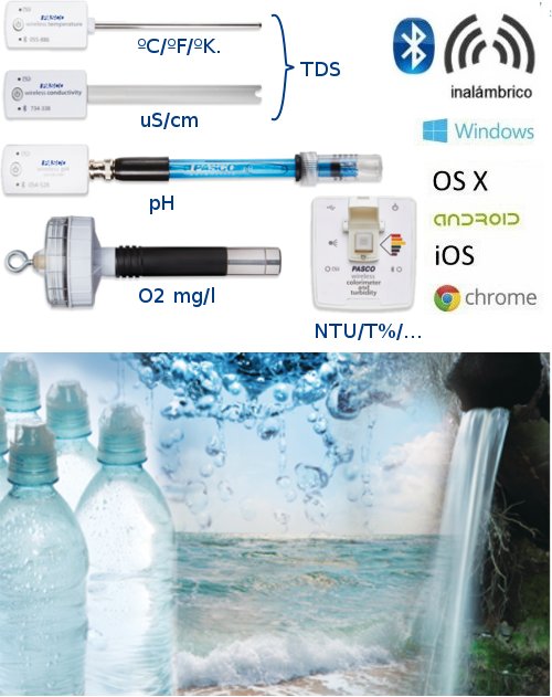 Conjunto portátil de sensores inalámbricos para análisis de calidad del agua y variables medioambientales PS-2612E