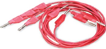 Juego de 5 cables rojos de 75 cm con fichas banana apilables SE-9750