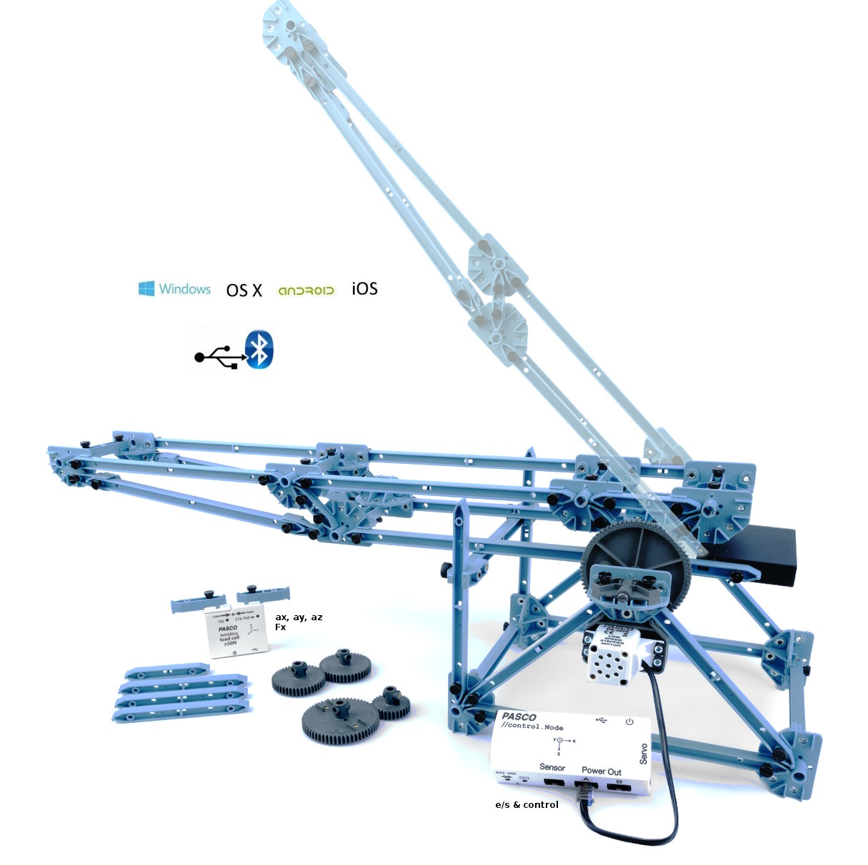 Conjunto de elementos de estructuras para constuir un puente levadizo motorizado, controlado por BT ME-7028